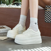 Leather Fashionable Platform Lace-up Casual Shoes